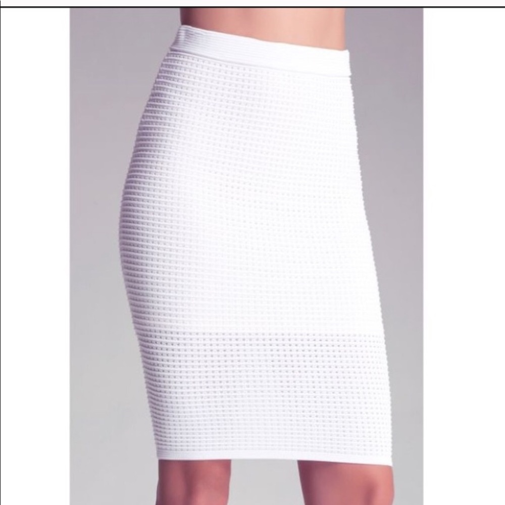Bebe Knit White Skirt